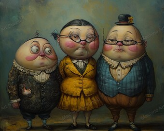 The Eggerton family - Limited - Printable, Gift Idea, Nursery, Weird Art, Surrealism, Strange Art, Wall Art, Poster Art | DIGITAL DOWNLOAD