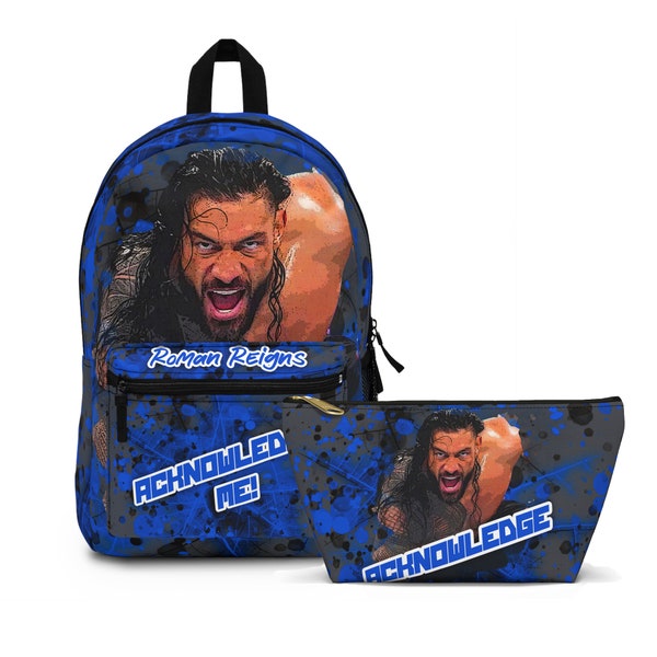 Back-To-School FAN BUNDLE! Roman Reigns - Acknowledge Me! - Backpack +Pencil Case Illustration/Gift/Home decor/Man/WWE/smackdown/Raw/wrestle