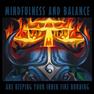 Carte postale « Pleine conscience et équilibre gardent votre feu intérieur allumé », peinture acrylique « Fire Ox-Balance »