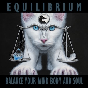 Carte postale « Equilibrium - Balance Your Mind Body And Soul », peinture acrylique « Chat (lapin)-Balance