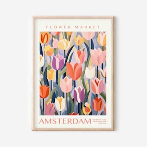 Flower Market Print, Neutral Wall Art, Digital Download, Minimalist Printable art, Netherlands Art, Amsterdam Print, Tulip Wall Art