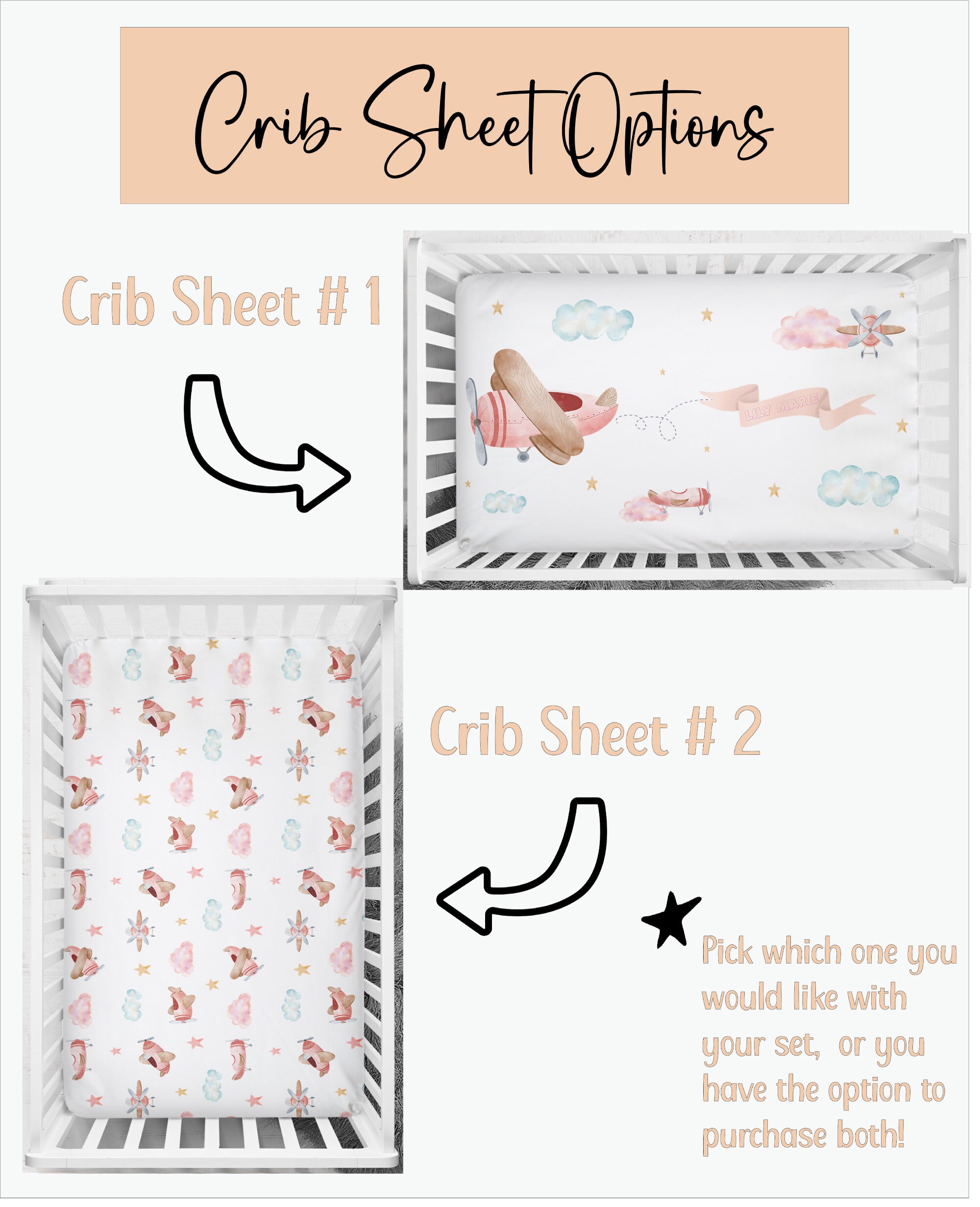 Airplane Nursery Bedding for Girl, Pink Airplane Crib Bedding, Girl