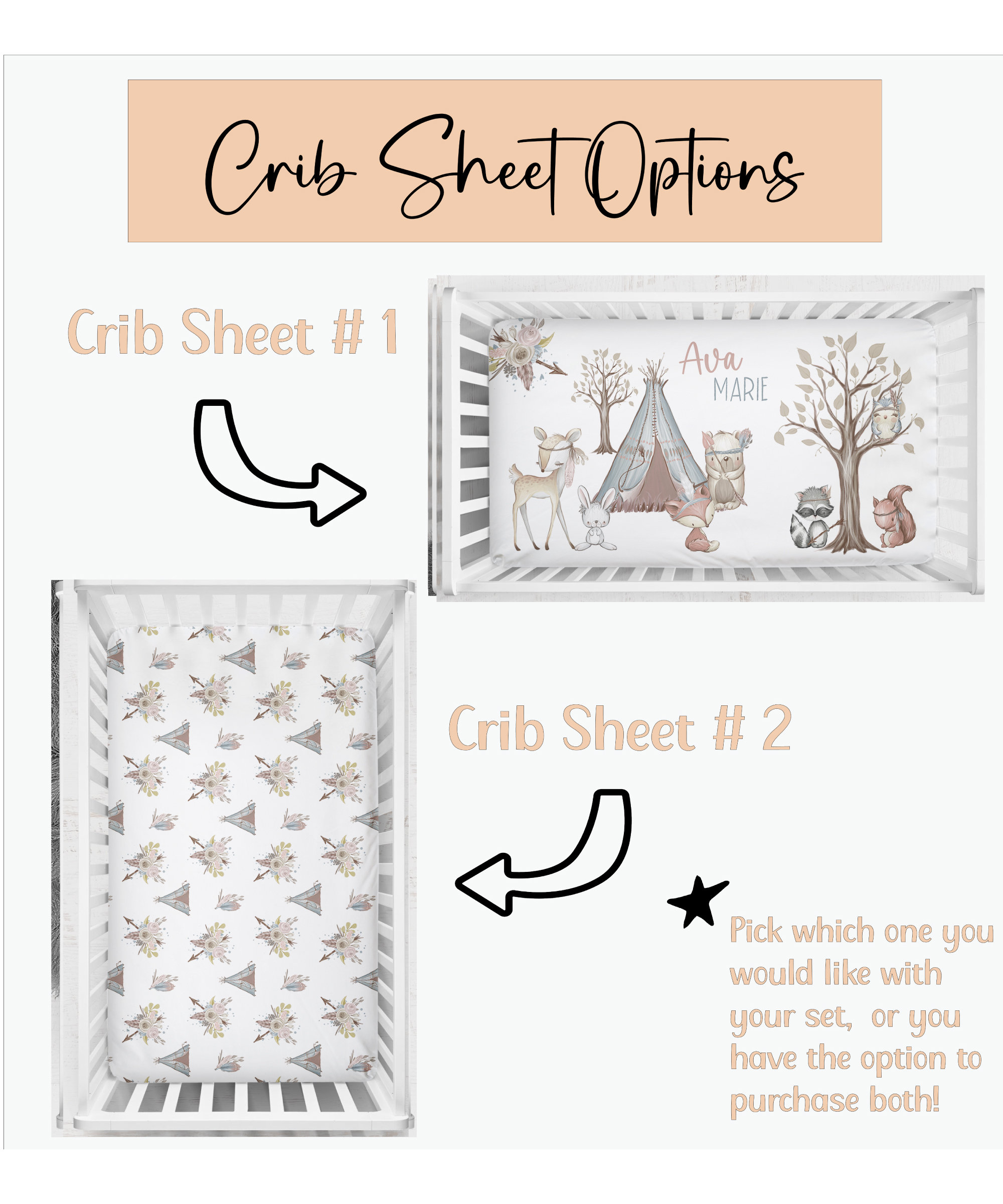 Woodland Crib Bedding Set, Girl Crib Bedding Set, Woodland Animal