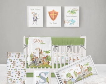 Fairytale Baby Bedding, Fairytale Crib Bedding Set, Boy Crib Bedding, Fairytale Nursery, Dragon Crib Bedding, Knight Crib Bedding Set Boy