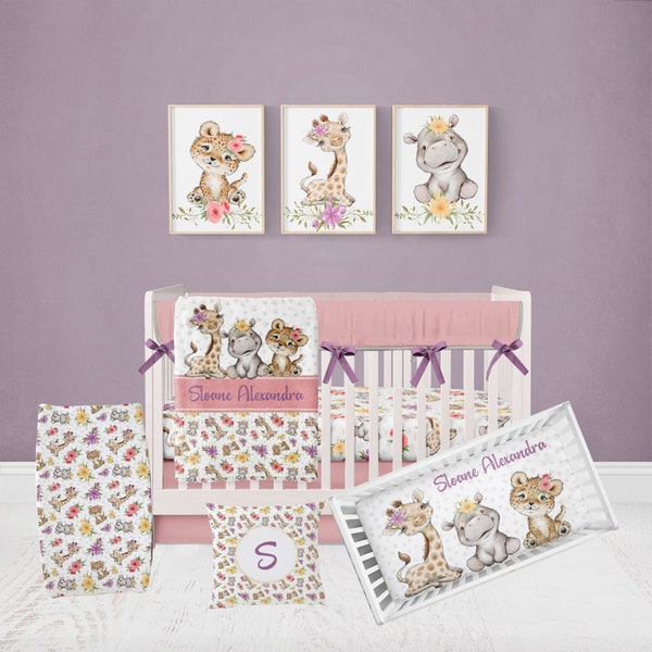 Pink Safari Baby Bedding Etsy