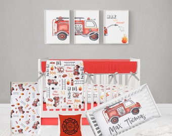 Firefighter Crib Bedding,  Boy Crib Bedding Set, Firefighter Nursery, Firetruck Crib Bedding, Boy Nursery Bedding, Fire Truck Baby Blanket