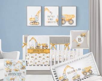 Construction Vehicles Crib Set, Construction Crib Bedding, Baby Boy Crib Bedding, Boy Nursery Bedding, Crib Sheets Boy, Construction Nursery