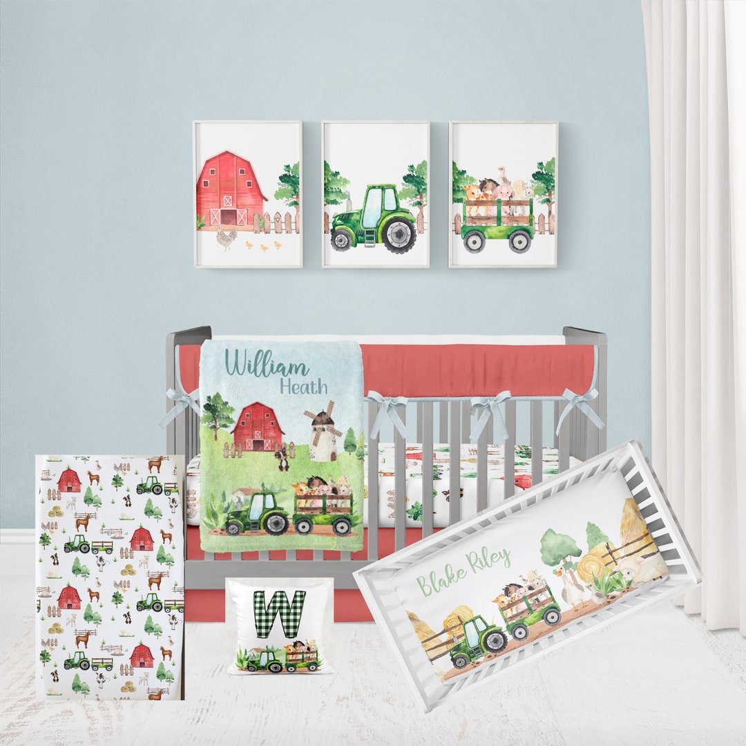 Tractor Crib Bedding Set Baby Boy Crib Bedding Set Red Etsy