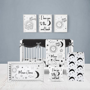 Mond Krippe Bettwäsche Set Neutral, Liebe dich bis zum Mond und zurück, Junge Kinderzimmer Bettwäsche Mädchen Kinderzimmer Bettwäsche Set, Mond Sterne Kinderzimmer