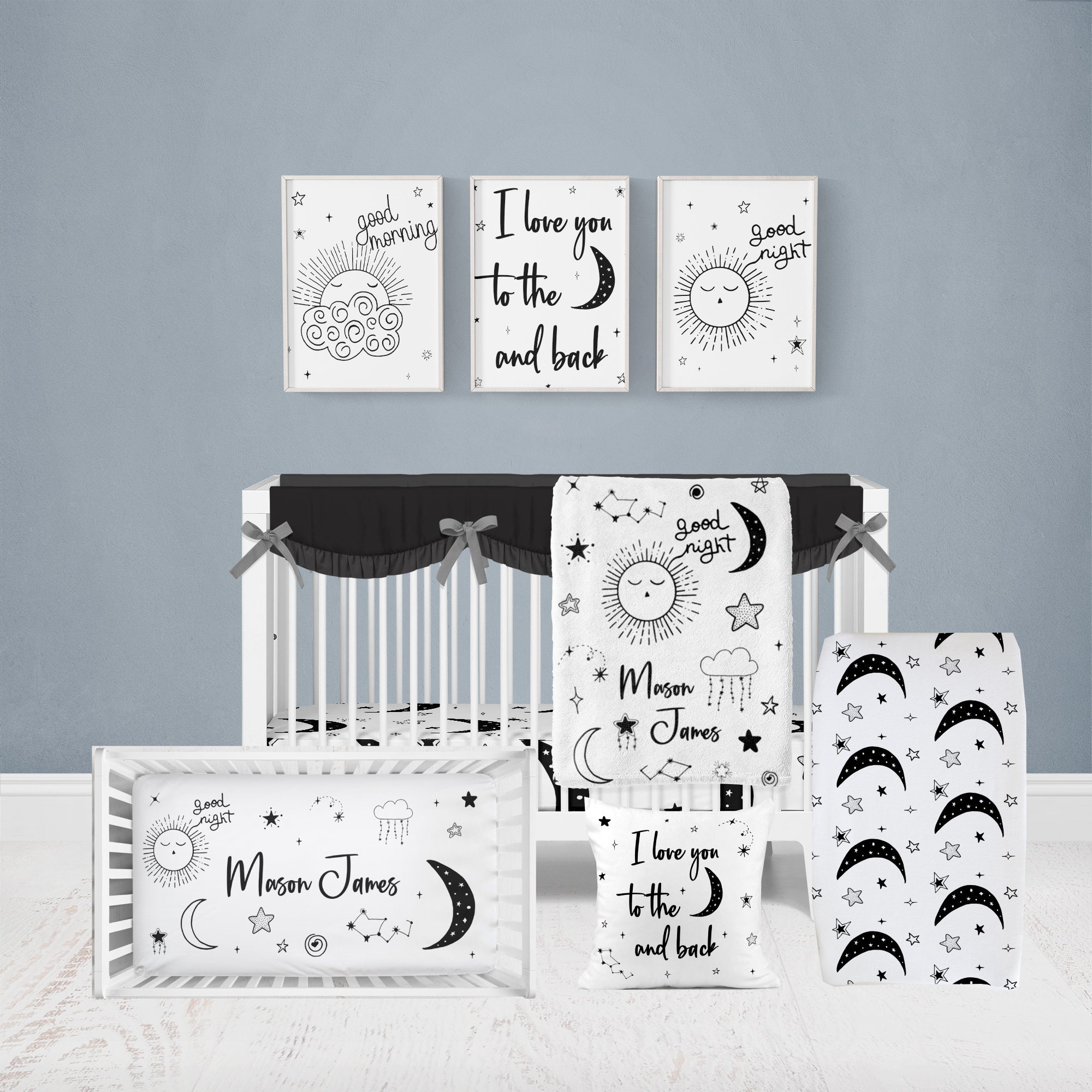 Moon Crib Bedding Crib Bedding Set Neutral Love You to the Etsy