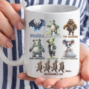 Classic Monsters Mug, Halloween Mug, Retro Halloween Mug, Gift for Animal Lover, Vintage Mug, Classic Halloween Mug, Spooky Monster Mug