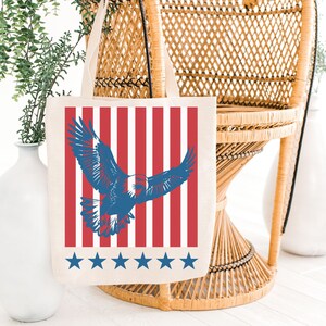 Eagle Bag, Tote Bag for Independence Day, 4th of July Gift for Nature Lover,  USA Flag Gift Bag for Animal Lover, Gift for Dad or Mom