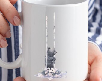 Cute Bear Mug Gift,  Swinging Bear Mug, Gift for Animal Lover, Wildlife Gift for Nature Lover, Teddy Bear Gift for Mom, Great Birthday Gift