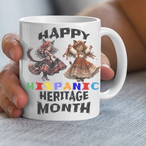 Hispanic Heritage Month Mug, Dancing Cats Mug, Fun Fiesta Mug, Hispanic Heritage Celebration, Hispanic American Awareness, Latin America Mug