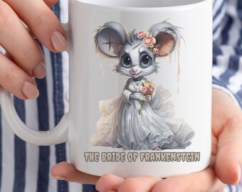 Bride of Frankenstein Mug, Halloween Mug, Cute Mouse Mug, Retro Halloween Mug, Vintage Mug, Classic Halloween Mug, Spooky Monster Mug