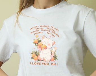 Peach Kitten T-Shirt,  Cute Cat Shirt,  Cat Lover Shirt, Gift for Animal Lover, Gift for Nature Lover, Fun Gift for Mom, Great Birthday Gift