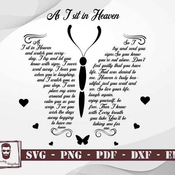 As I Sit in Heaven Butterfly Svg - Etsy