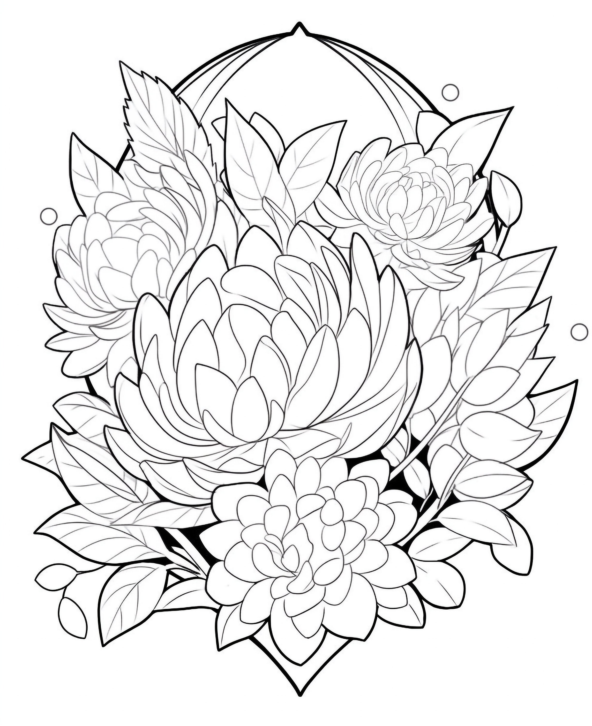 Flower Coloring Sheet Coloring Sheet Adult Flower Color Etsy