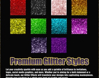 Estilos de capa de Photoshop, Efectos de texto glamorosos, Estilos de diseño profesionales, Texto brillante, Estilos de capa personalizables, Estilo de texto brillante