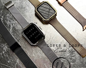 Bracelet en acier inoxydable à maille fine pour Apple Watch 38 mm, 40 mm, 41 mm, 42 mm, 44 mm, 45 mm, 49 mm, série 1 à 9, bracelet de montre de luxe, fermeture semi-magnétique