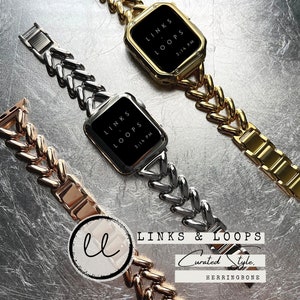 Women Apple Watch Band Herringbone Stainless Silver/Gold/Rose 38mm 40mm 41mm 42mm 44mm 45mm 49mm Watch Series 1 - 9 Watch Bracelet Charms