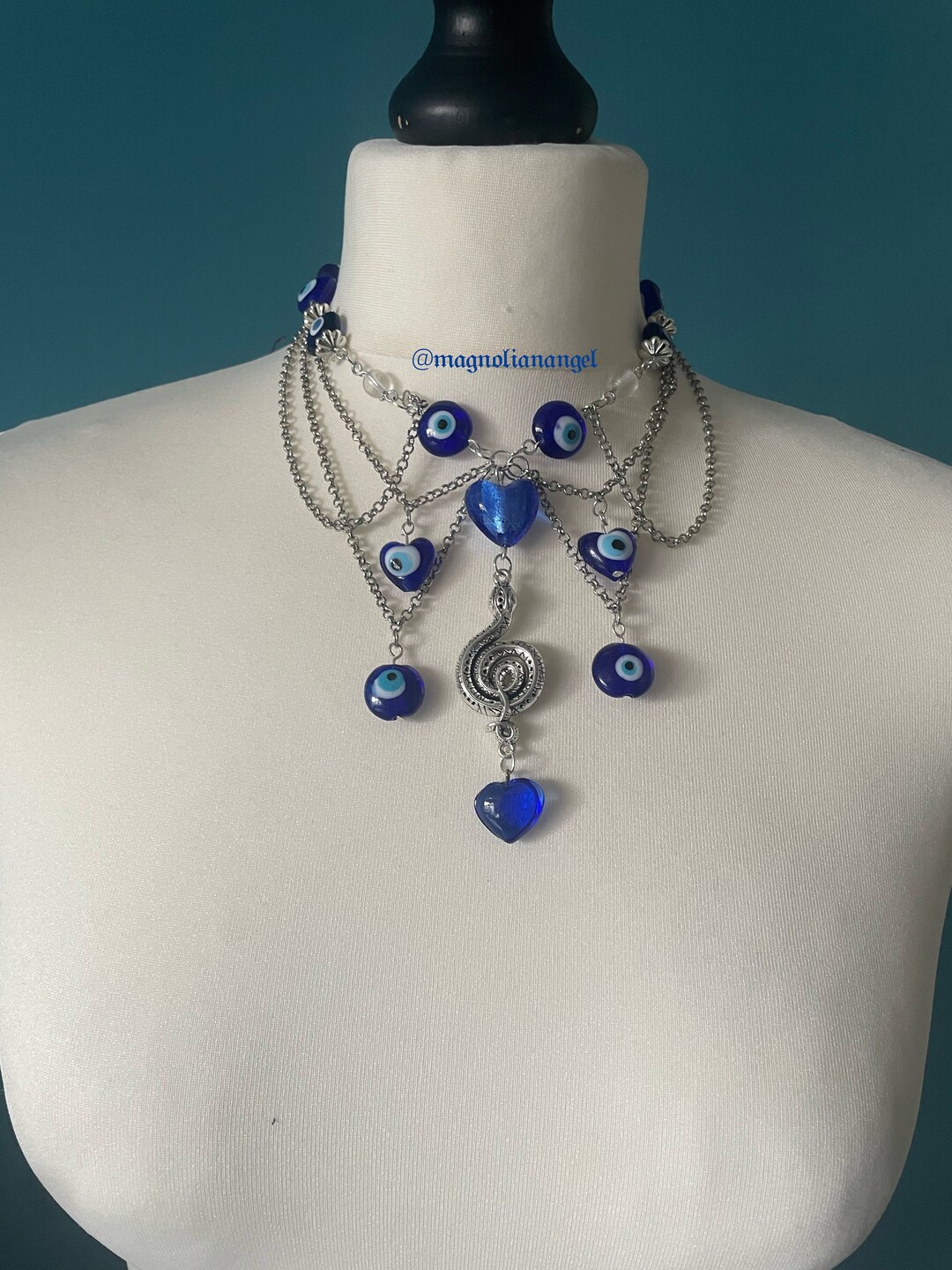 Evil Eye Snake Heart Necklace Earrings Etsy UK