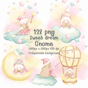 Süßer Traumzwerg, Babyparty, Kinderdekoration, 128png Babydekoration, Babyparty Clipart, Geburtstagsfeier, niedlicher Babyzwerg.