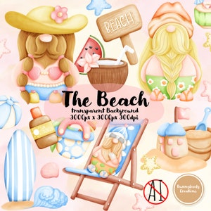 34 PNG Clipart, Beach Gnomes Clipart ,Summer on the beach, Summer Gnome.