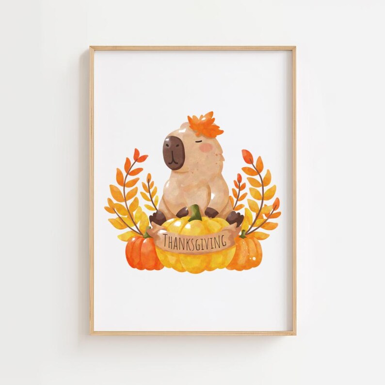 Thanksiving Capybara Thanksgiving Capybara Clipart | Watercolor Autumn Animals PNG (digital ...