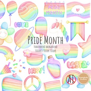 Pride Month Rainbow Clipart: LGBTQ Digital Stickers (PNG Download)