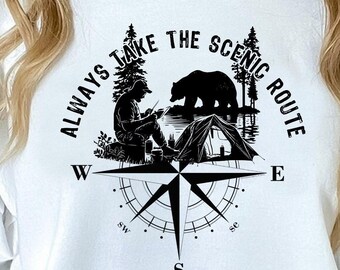 Always Take the Scenic Route SVG PNG Camping Hiking Adventure Quote Cut File Outdoor Nature Design Cricut Silhouette Digital Download