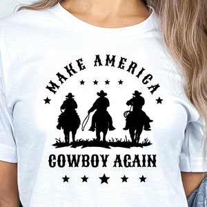 2 x Make America Cowboy Again SVG PNG Star Graphic Tee Western Retro Cowboys Png Patriotic Western Horse for T-shirt Digital Download