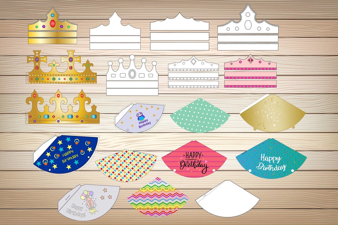 20 X Party Hat PNG SVG PDF Files Template Princess Crown Png Svg Party ...