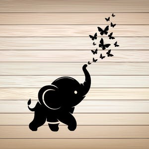 Baby Elephant Butterfly SVG PNG Baby Elephant Boy Baby Girl Elephant Baby Shower Shirt Cute Elephant cut Files Silhouette For Bodysuit