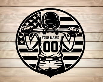 Personalized Name Svg PNG File Softball Player Svg USA Flag Softball Team Svg Softball Mom Svg Png  Files for Cricut Silhouette Printable