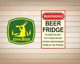 2 x John Beer SVG PNG Bundle files - Funny Tractor Parody Decal - Beer Fridge Warning Sign - Man Cave Garage Art Cricut Sublimation Cut File