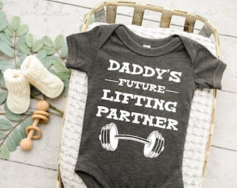 2 x Daddy's Future Lifting Buddy PNG SVG File Funny Newborn Baby Dad Instant Download vector Cricut Files Silhouette For T-Shirt Bodysuit
