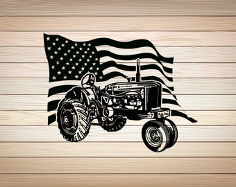 3 x US Vintage Tractor American Flag PNG SVG Files Usa Classic Allis-Chalmers Png Svg files Clip art  Cricut Silhouette Cutting For Shirt