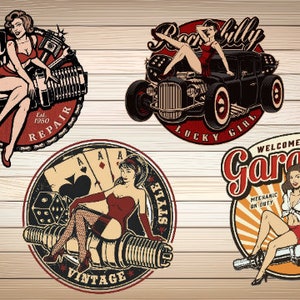 ピンナップガール イラスト コップ 4個セット ヴィンテージ