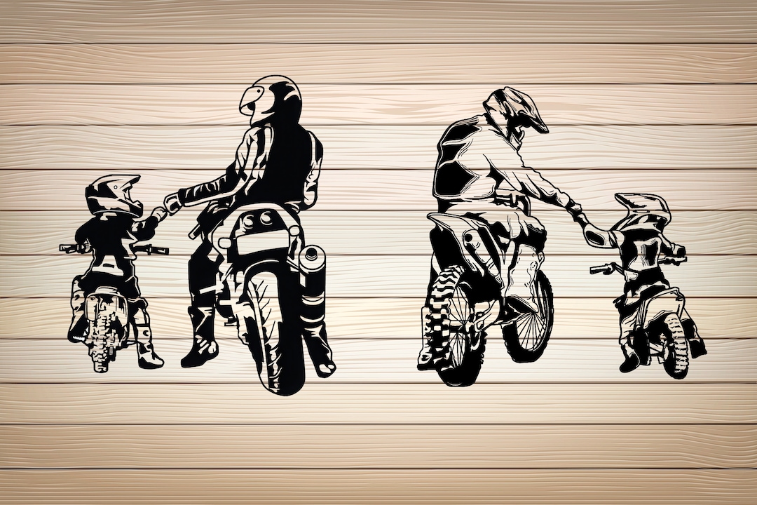 2 X Father and Son Biker SVG PNG Files Like Father Like Son Clipart ...