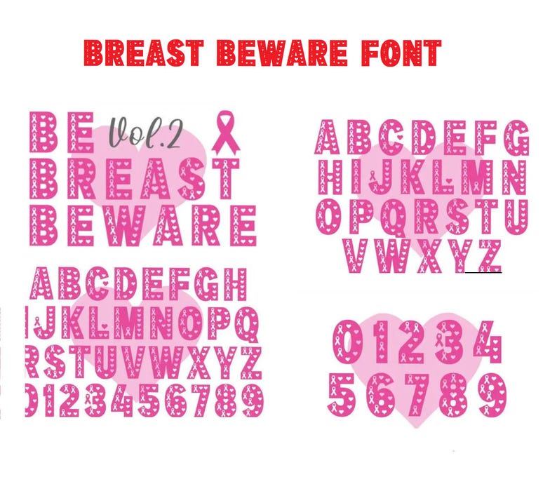 5 X Big Breast Cancer SVG PNG DXF Eps Files + Breast Cancer Font Breast ...