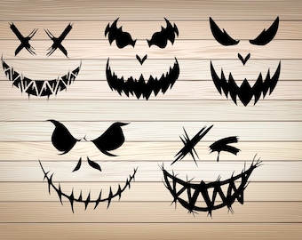 5 x Scary Smile PNG SVG Bundle Evil png Smile Halloween Autum Smile Silhouette SVG Evil Smile For T-Shirt Smiley Face Svg Instant download