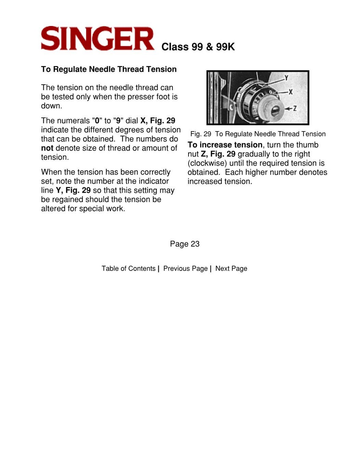 SINGER Class 99 and 99k Instruction Manual PDF Manual PDF Download