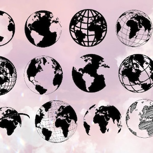13 x Erdkugel PNG SVG-Dateien Bundle Erdvektor Svg Erde 3D-Schnittdateien Clipart Welt 3D-Globus Cricut Globus 3D-Silhouette digitaler Download