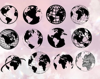 13 x Erdkugel PNG SVG-Dateien Bundle Erdvektor Svg Erde 3D-Schnittdateien Clipart Welt 3D-Globus Cricut Globus 3D-Silhouette digitaler Download