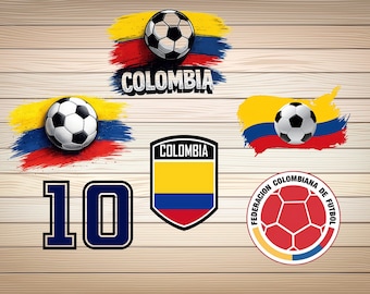 6 x Colombia Flag Futbol Soccer Franela Colombia  PNG files Mens Womens Colombia Png File For T-shirt Digital File Download