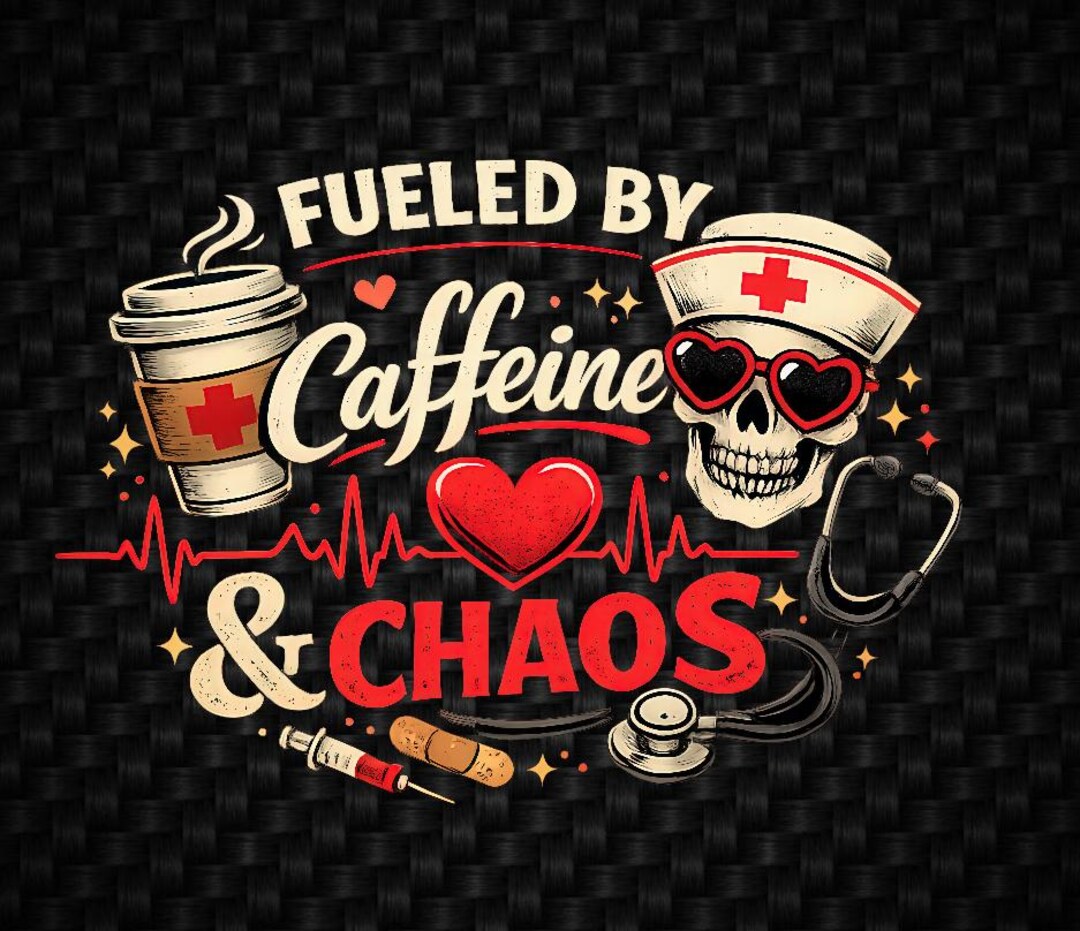 Fueled by Caffeine and Chaos SVG PNG Nursing Skull Digital Download ...