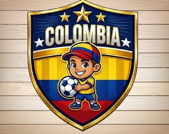 COLOMBIA Baby Soccer SVG PNG patriottische voetbal Baby Shield ontwerp Colombiaanse vlag sport clipart voetballer sublimatie digitale download
