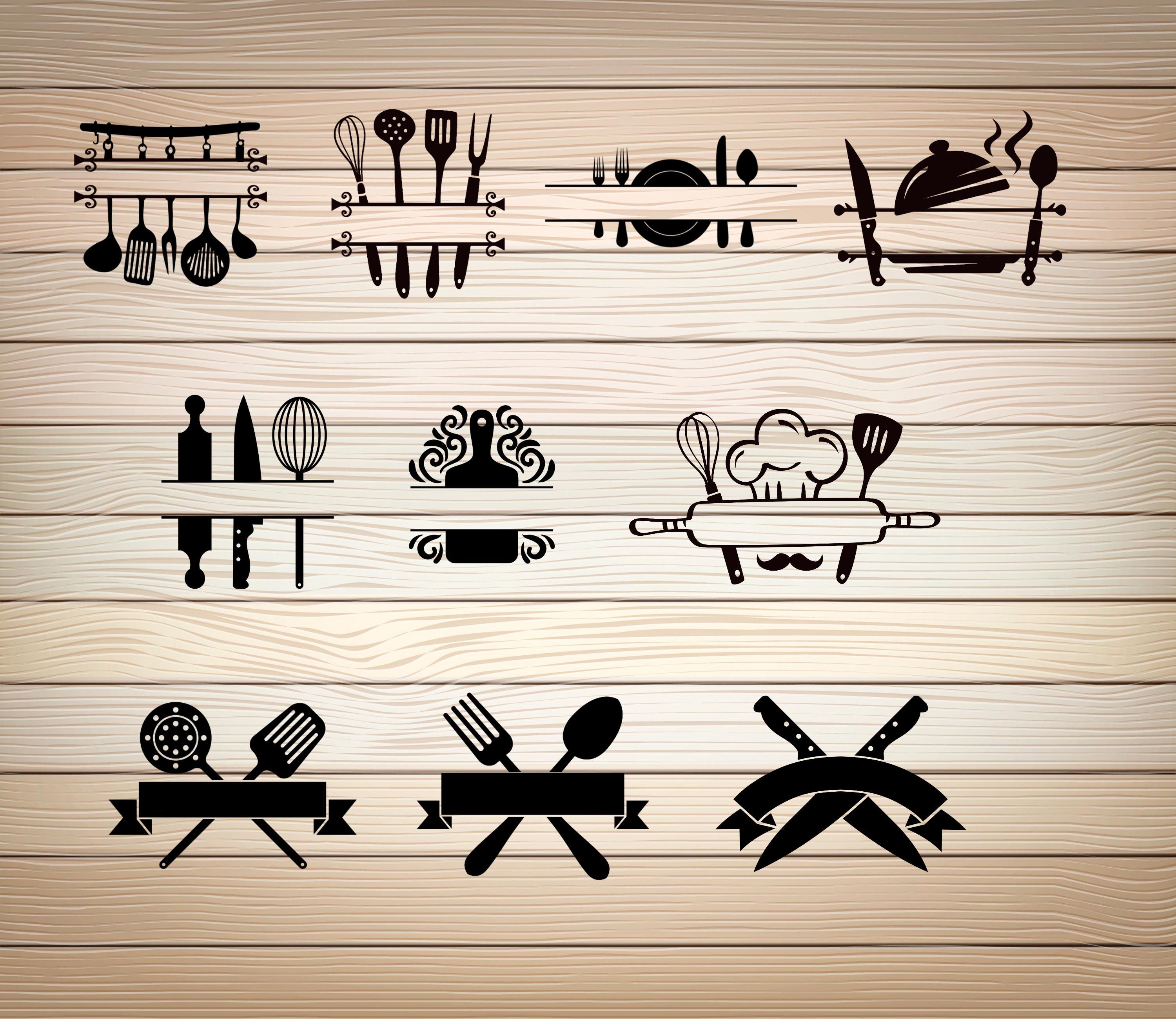 10 X Kitchen Monogram PNG SVG PDF Bundle Files Frame Designs for Cricut ...
