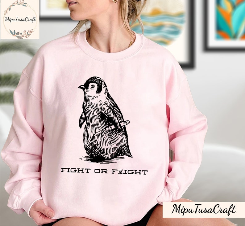 Fight or Flight Funny Penguin Pun Fight or Flight Meme Tshirt, Fight or